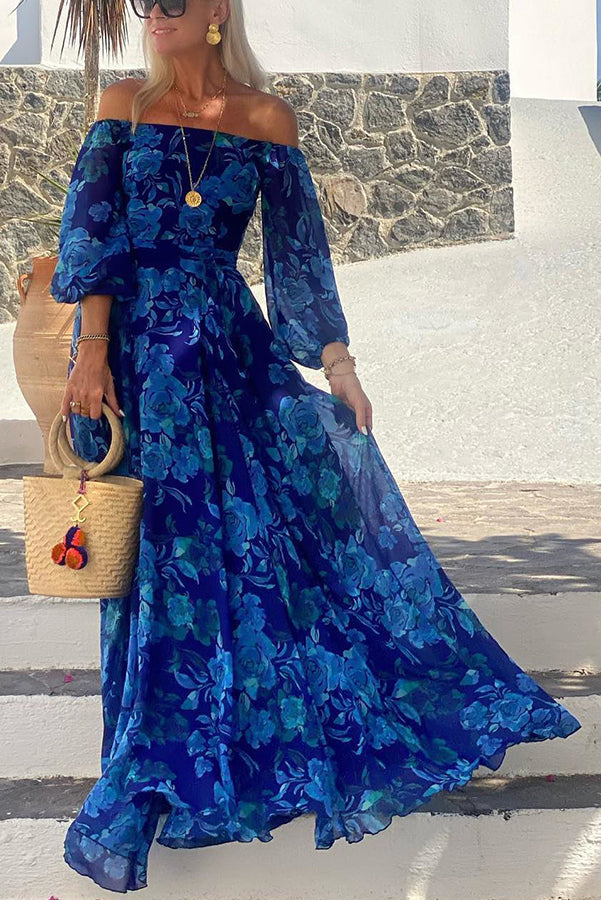Elegant Floral Off-Shoulder Maxi Dress for Women