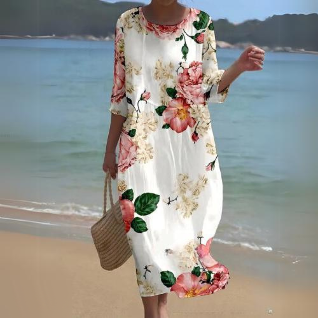 Elegant Floral Midi Dress for Women