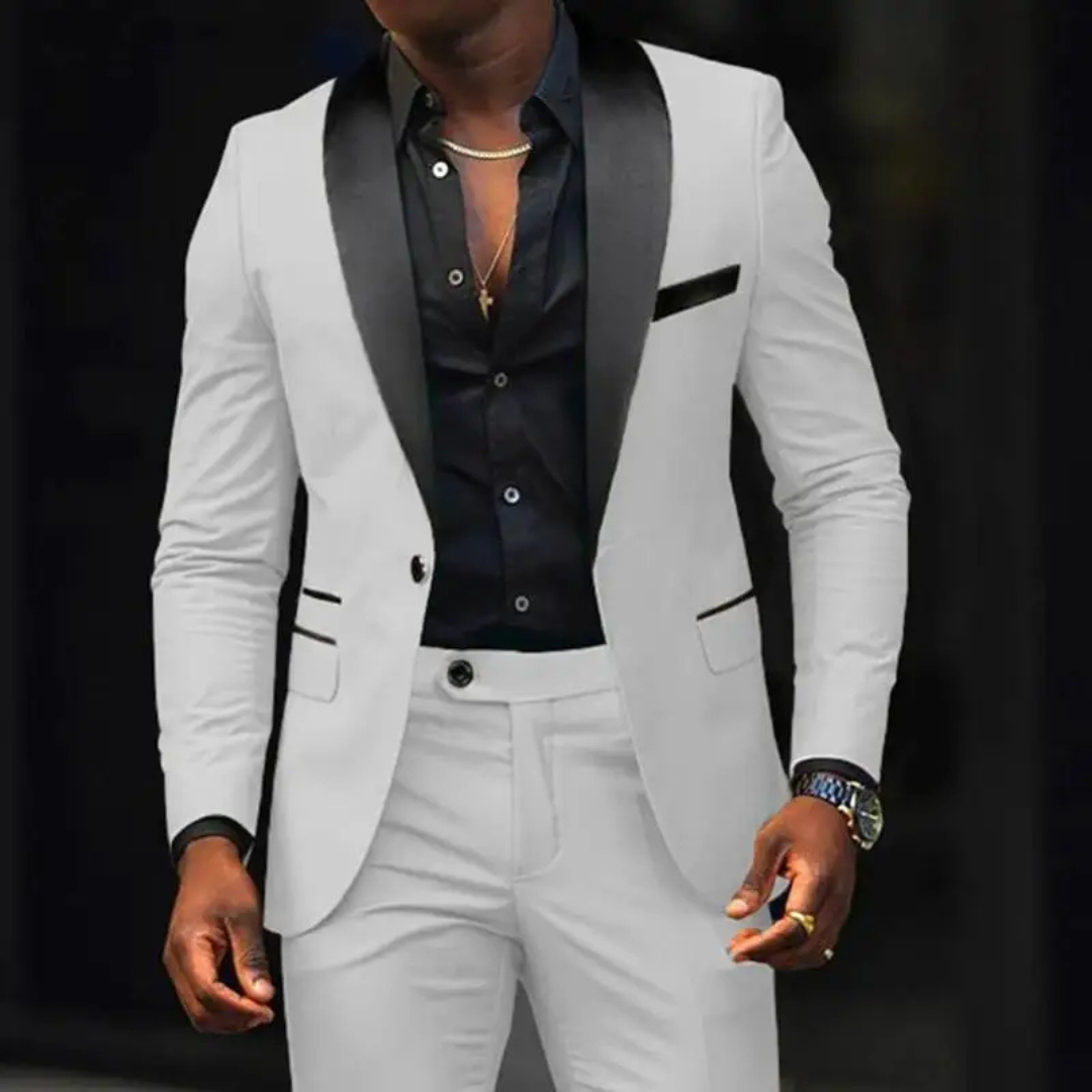 Men's Blazer and Trousers Set - Shawl Lapel with Contrast Colour