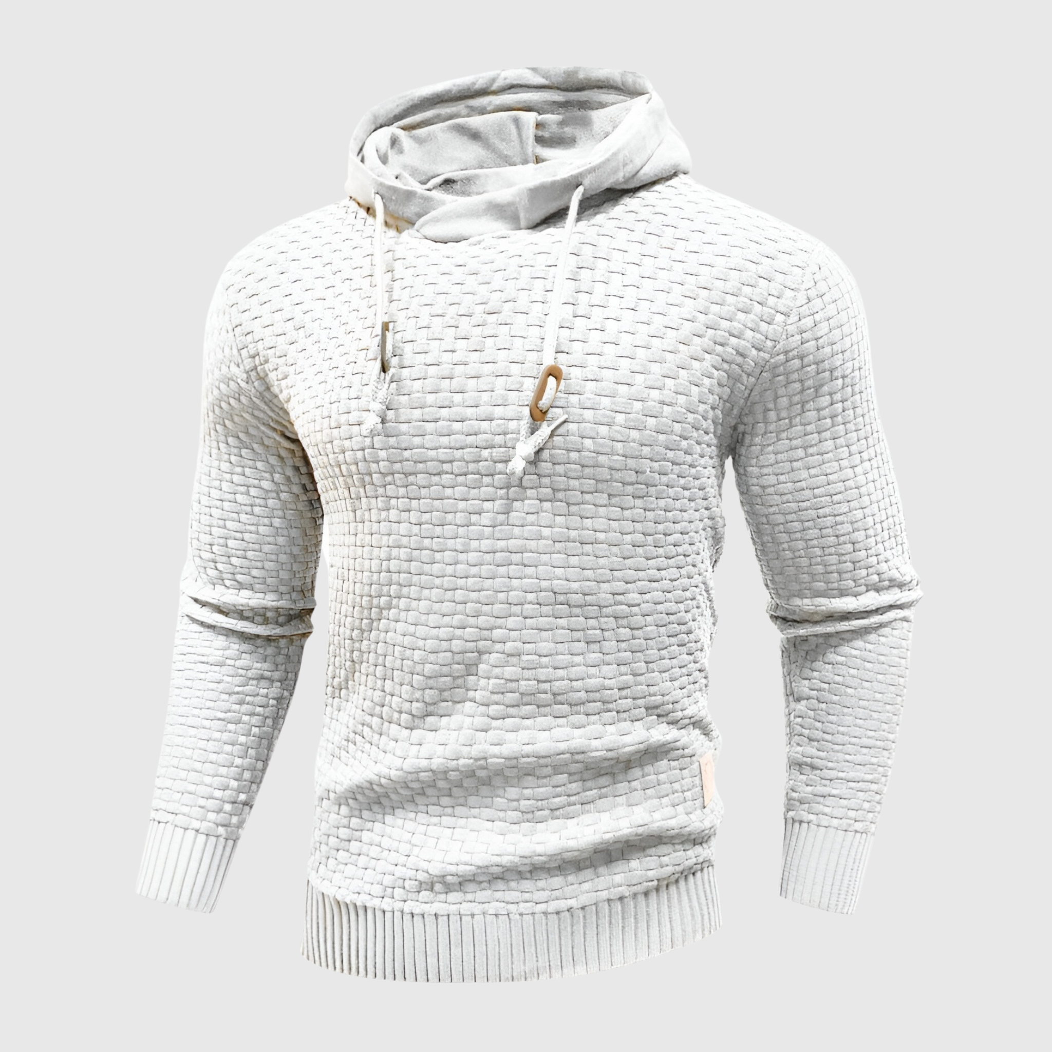 Men's Hoodie - Textured Knit with Drawstring Hood
