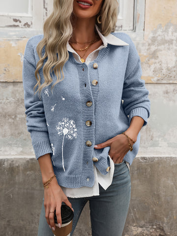 Dandelion Pattern Button-Up Cardigan for Women | Kelsey