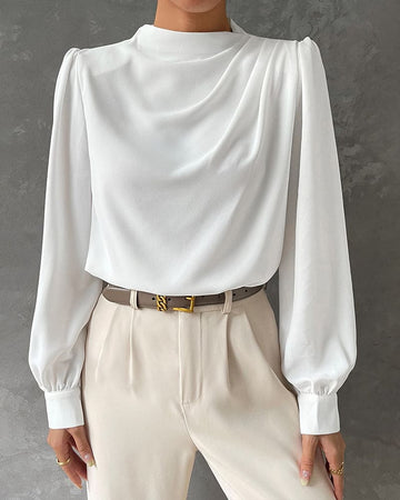 Elegant White Blouse with Pleats Detail for Women
