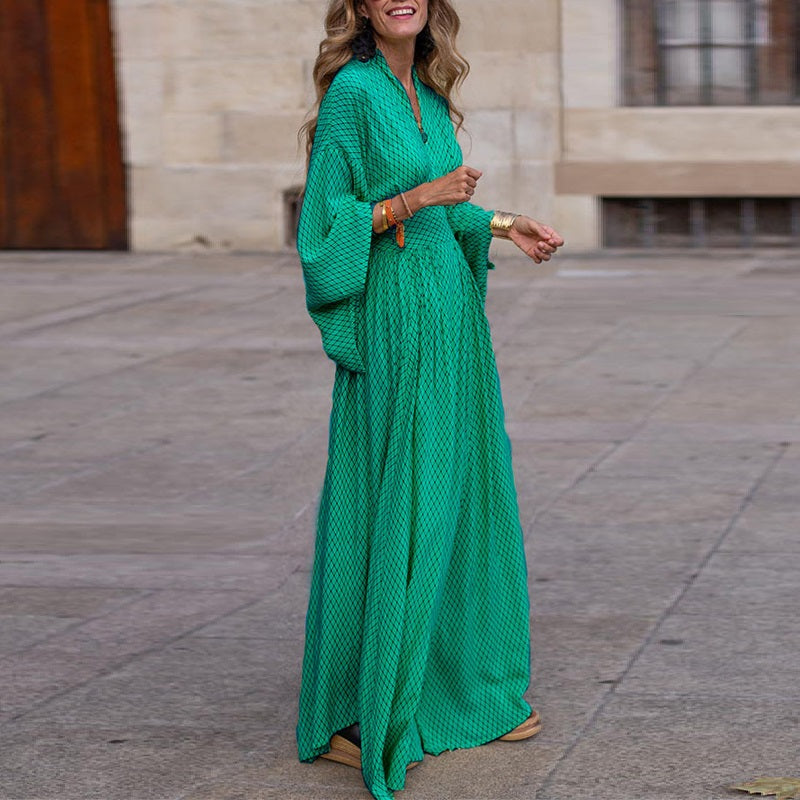 Elegant Long Sleeve V-Neck Dress for Women