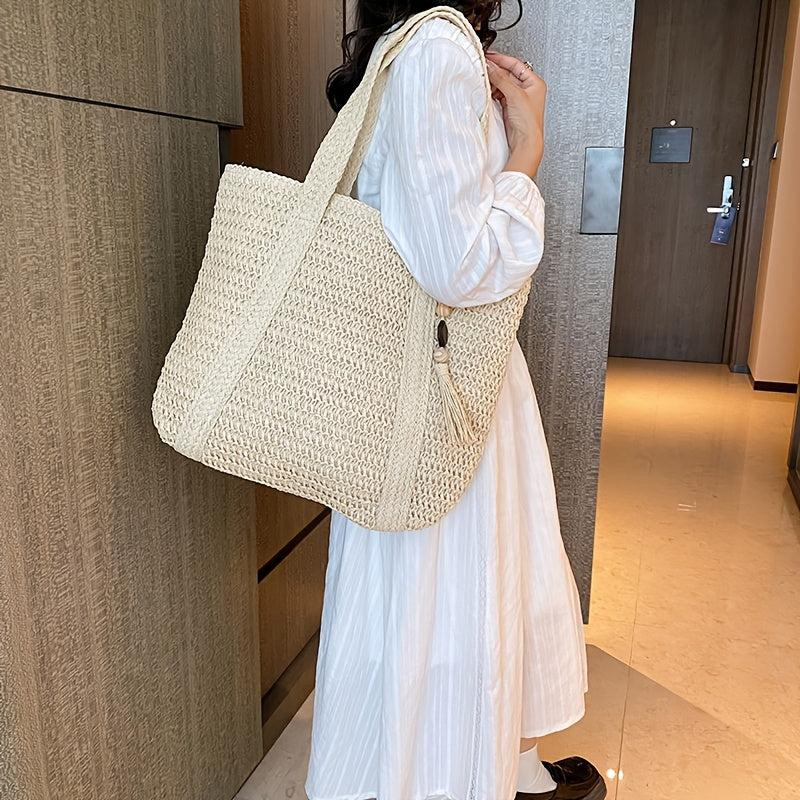 Women's Woven Beach Tote Bag - Versatile Summer Style