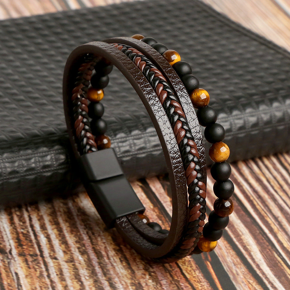 Men's Multi-Strand Bracelet - Braided with Beads