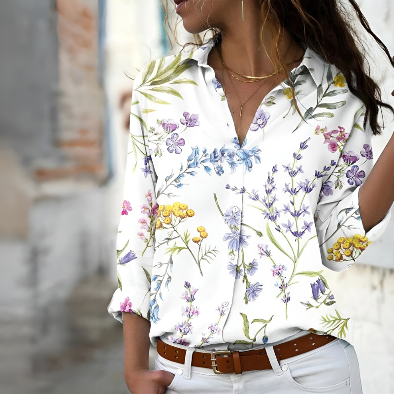 Women's Elegant Printed Blouse - Casual Breathable Fashion Top