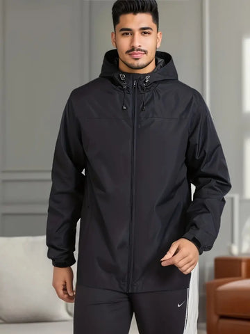 Men's Stylish Hooded Windbreaker - Waterproof Design