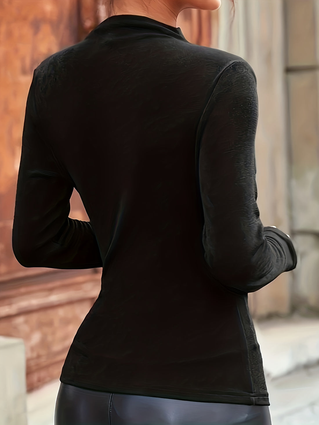 Ruched Mock Neck Long Sleeve Top for Women | Elijah
