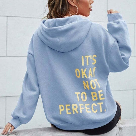Women's Hoodie - Slogan Print with Kangaroo Pocket