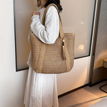 Women's Woven Beach Tote Bag - Versatile Summer Style