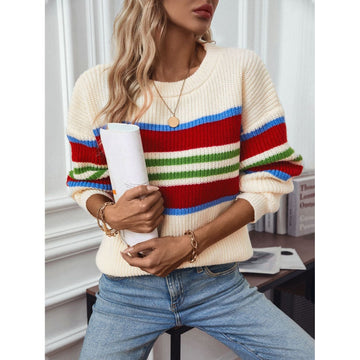 Donette - Stylish Contrast Stripes Sweater for Women