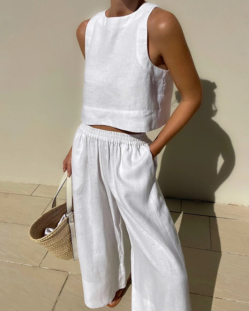 Minimalist Linen Two-Piece Set for Women