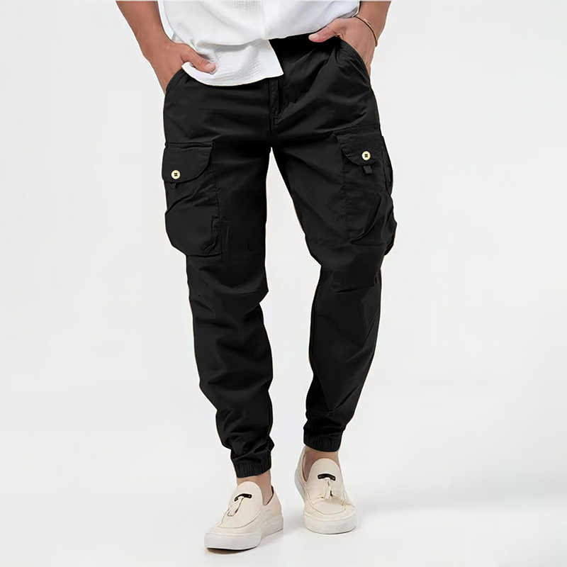 Men's Tapered Fit Cargo Trousers - Casual & Multi-Pocket