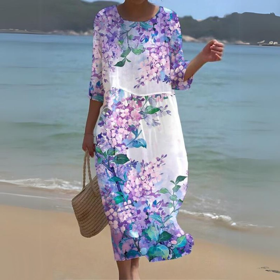 Elegant Floral Midi Dress for Women