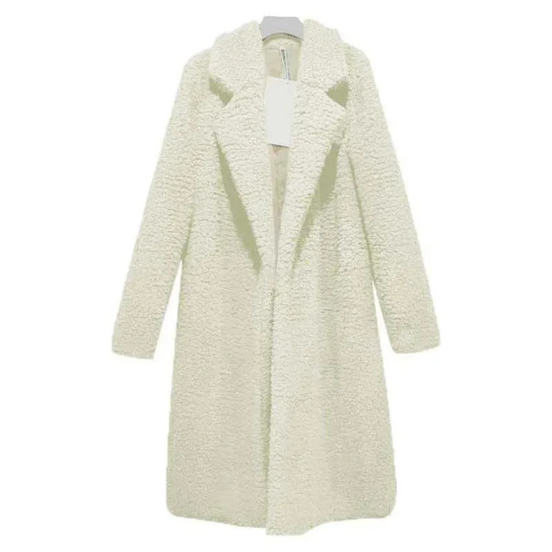Women's Coat - Fuzzy Texture with Notch Lapel
