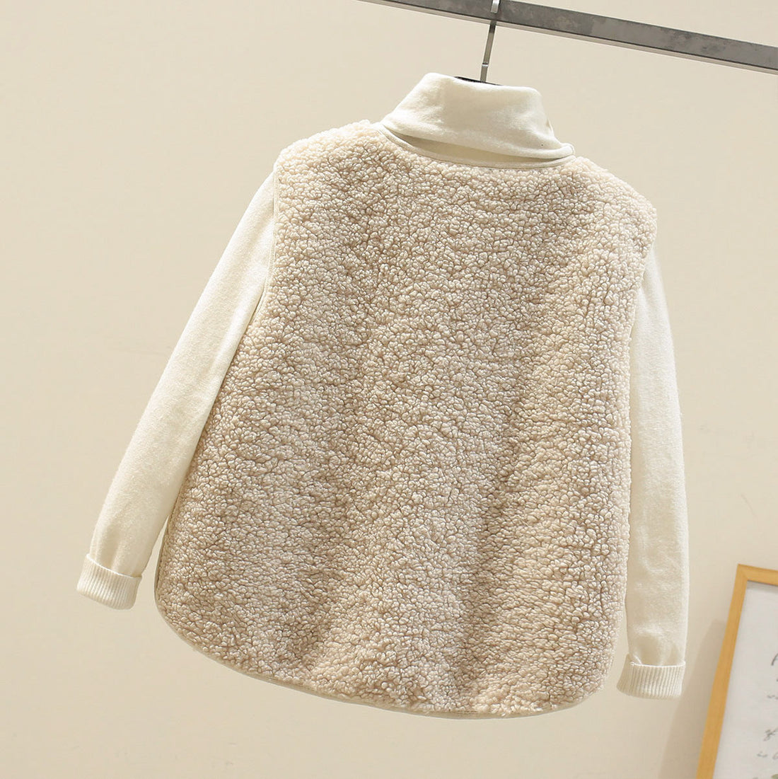 Women's Gilet - Shearling Style with Button Closure