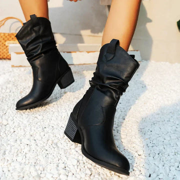 Women's Cowboy Boots - Stylish & Slip-On with Low Heel