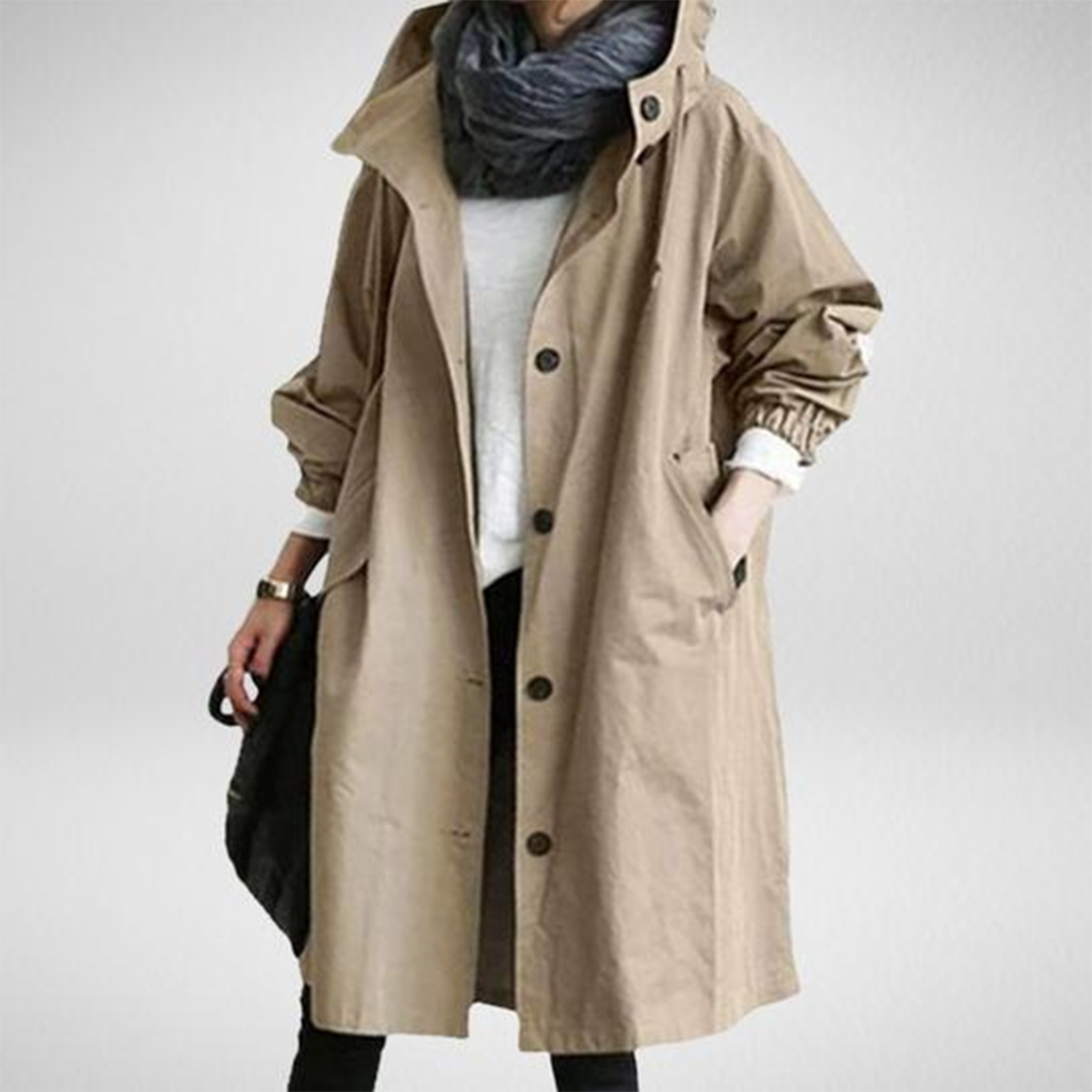 Women's Waterproof Long Jacket - Stylish Oversized Fit