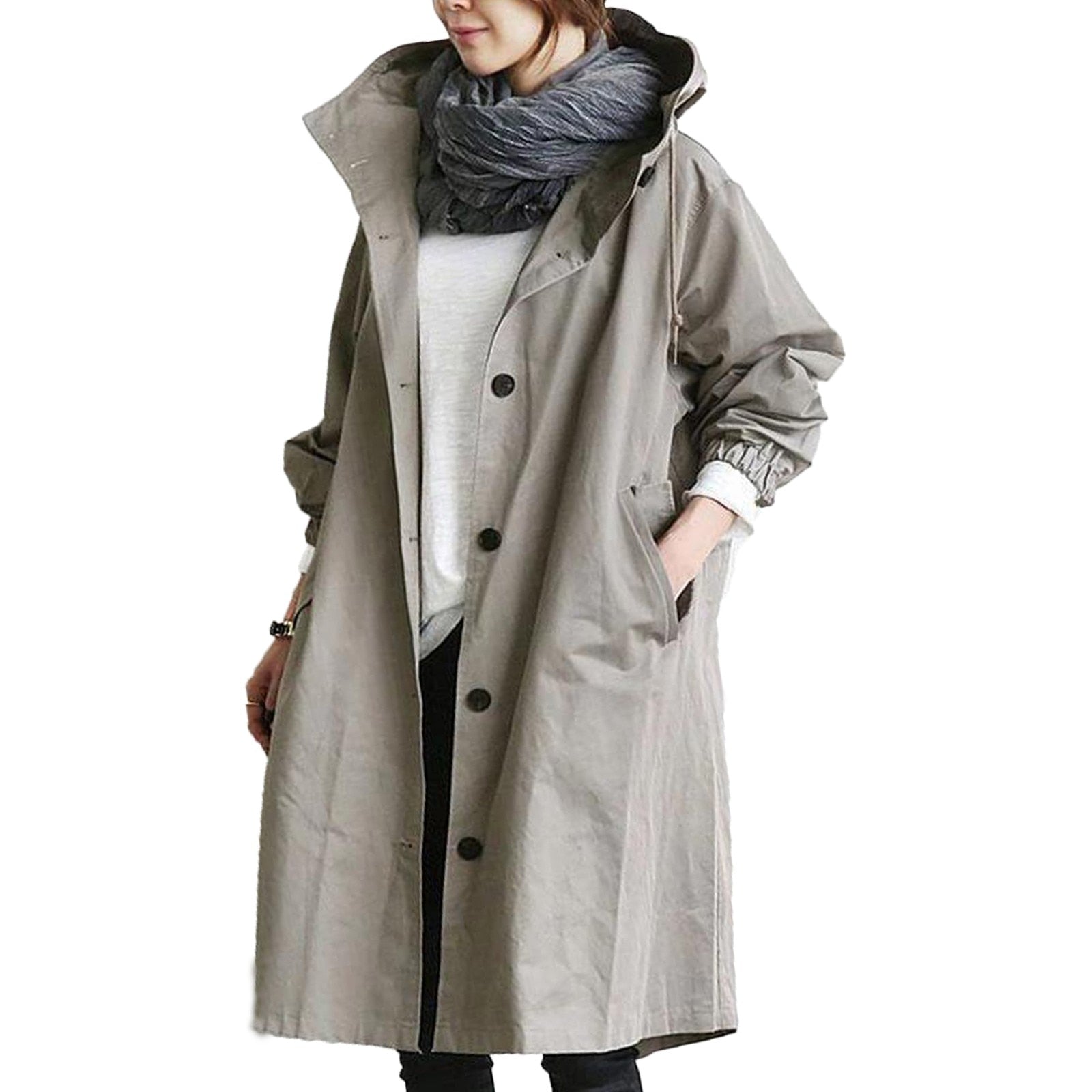 Women's Waterproof Long Jacket - Stylish Oversized Fit