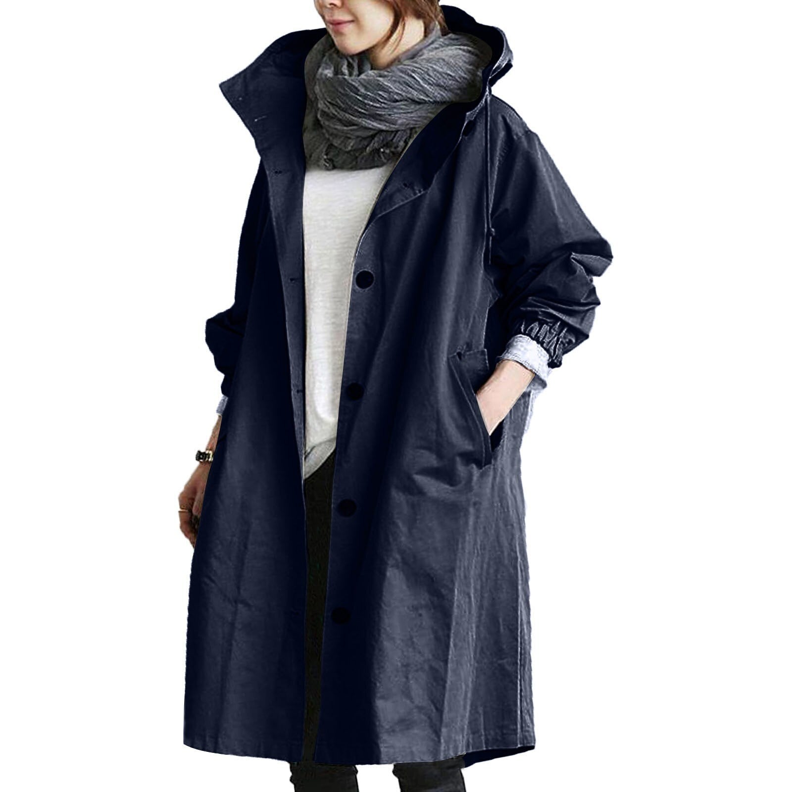 Women's Waterproof Long Jacket - Stylish Oversized Fit