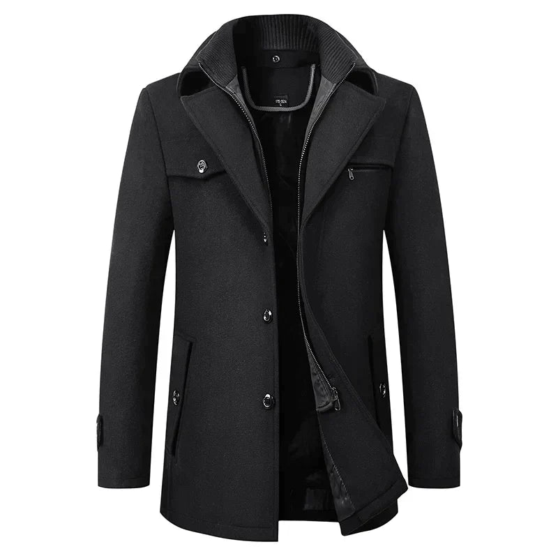 Men’s Coat – Lapel Neck with Internal Zip Closure
