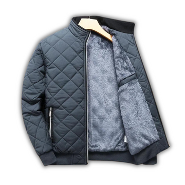 Men's Lined Quilted Jacket - Bomber Style with Stand-Up Collar