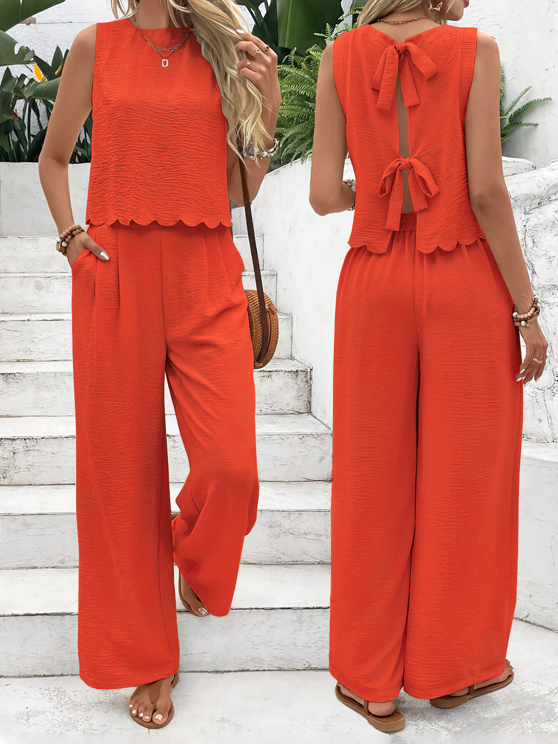 Stylish and Flowy Top and Trousers Set for Women