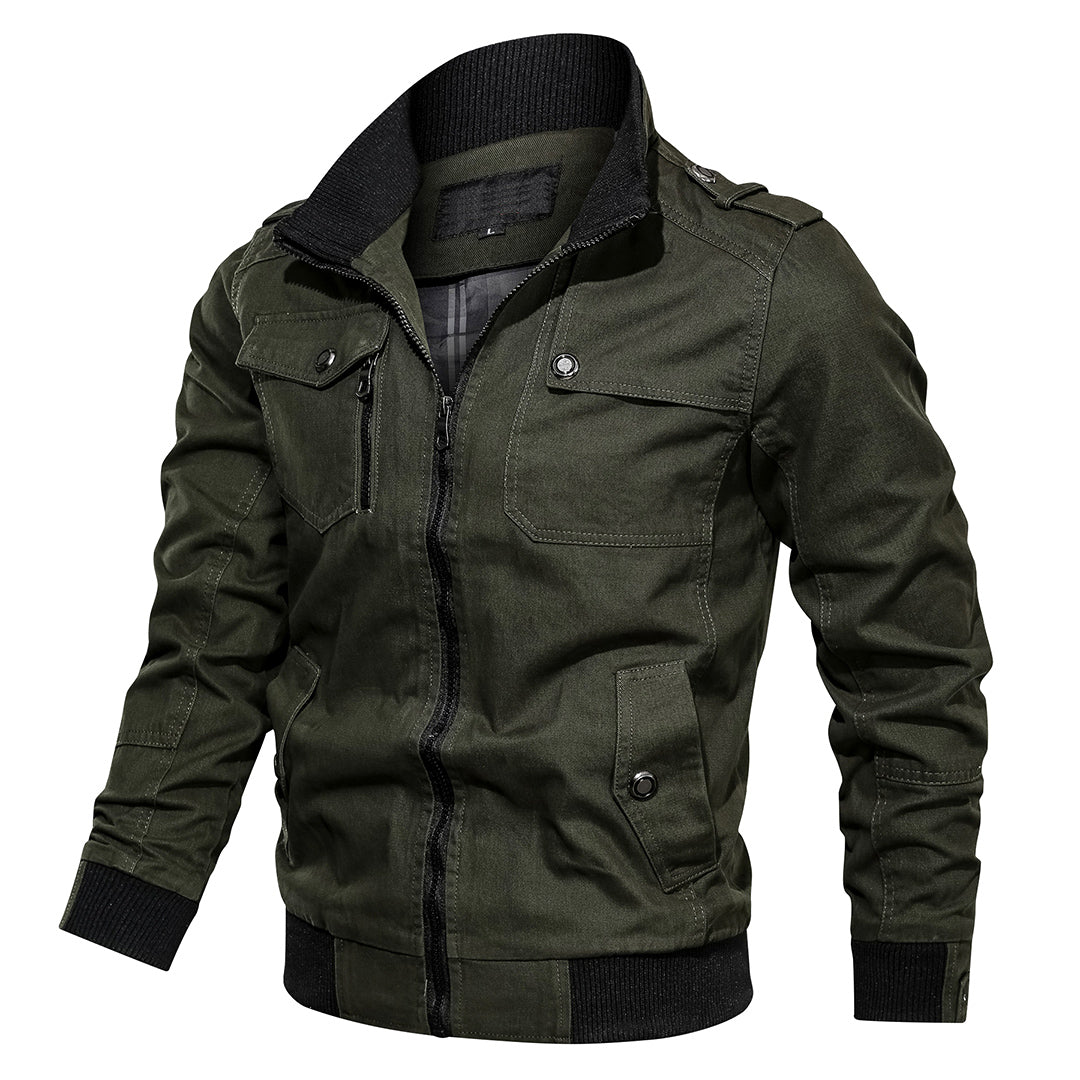 Men's Bomber Jacket - Stand-Up Collar with Zip Chest Pocket