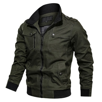 Men's Bomber Jacket - Stand-Up Collar with Zip Chest Pocket