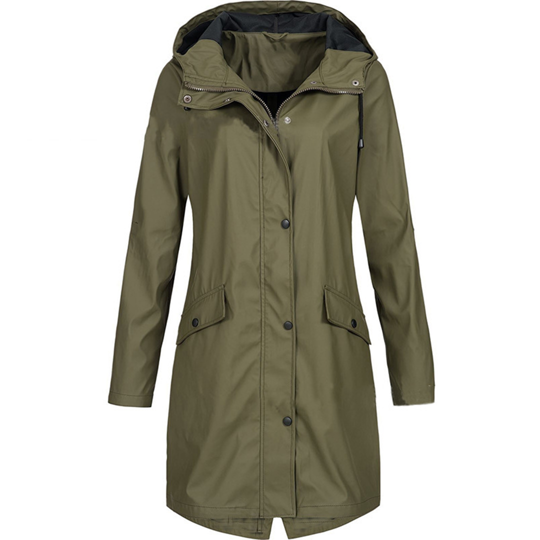 Women's Waterproof Long Jacket - Windproof & Comfortable