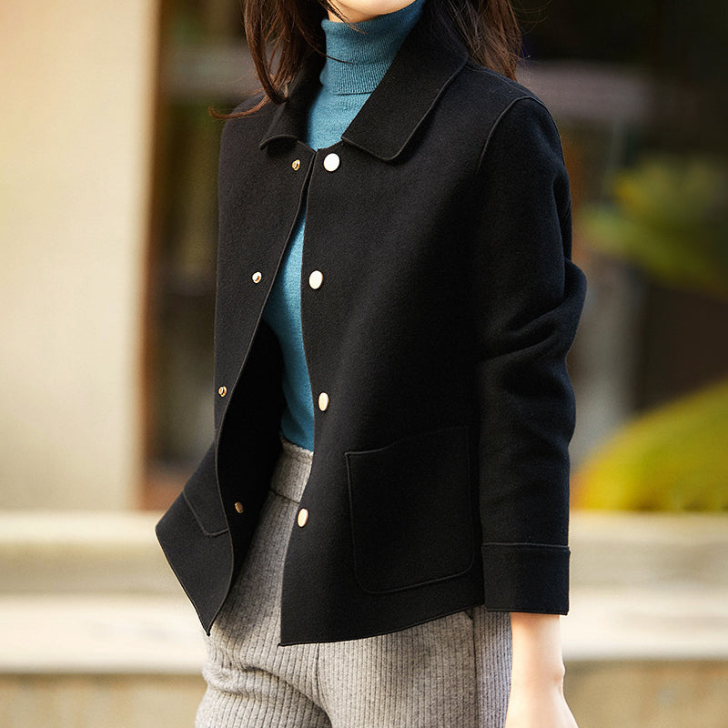 Women's Button-Up Jacket - Shirt Collar with Front Pockets