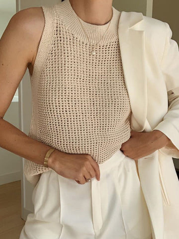Stylish Hollow Knit Tank Top for Women