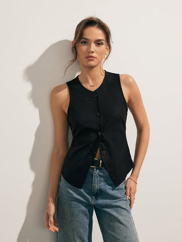 Tailored Button-Up Top for Women