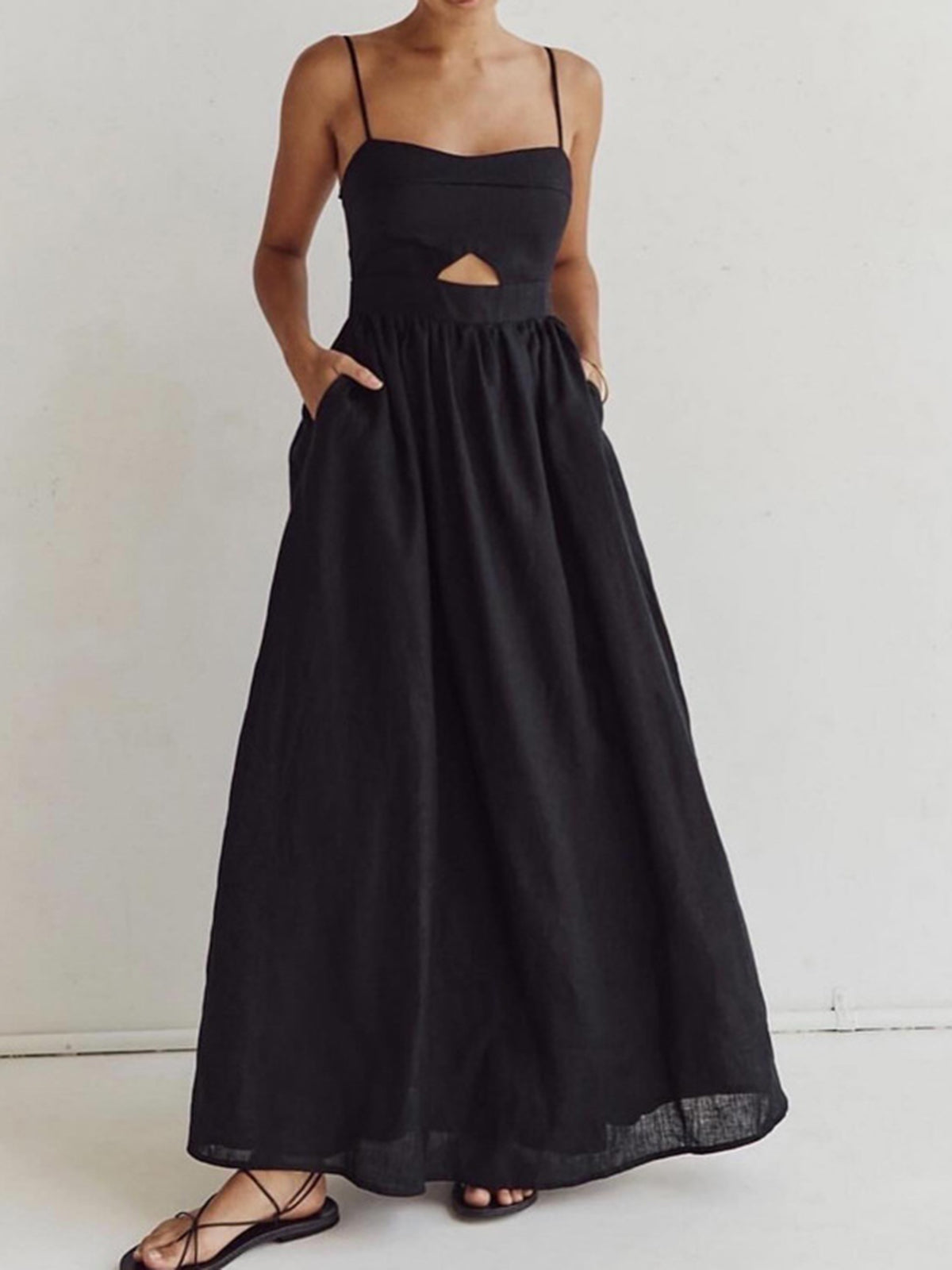 Flowy Black Maxi Dress for Women