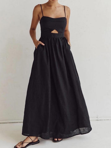 Flowy Black Maxi Dress for Women