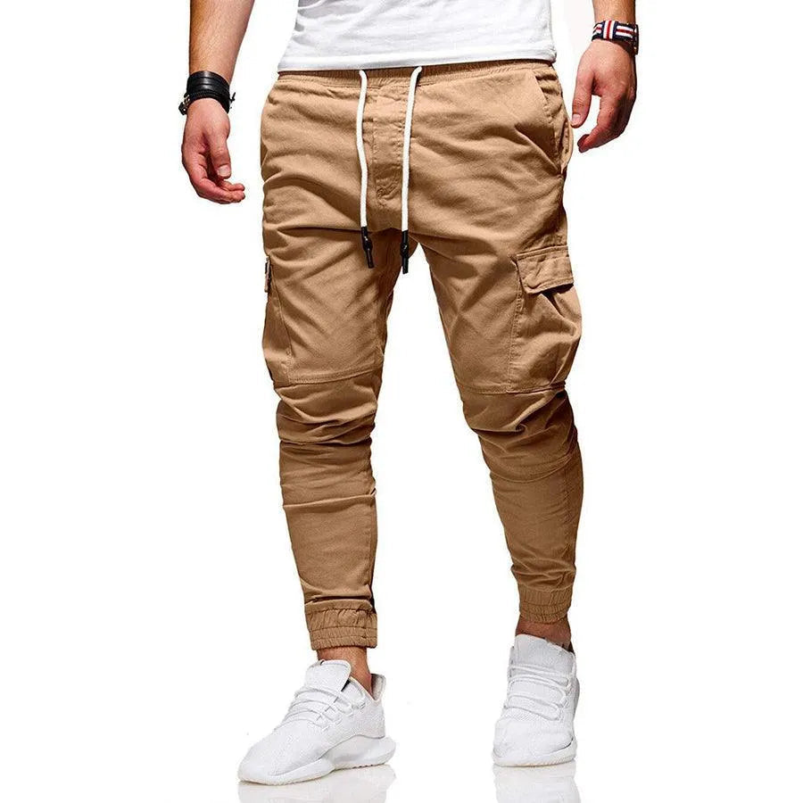 Men's Cargo Trousers - Drawstring Waist & Elasticated Cuffs