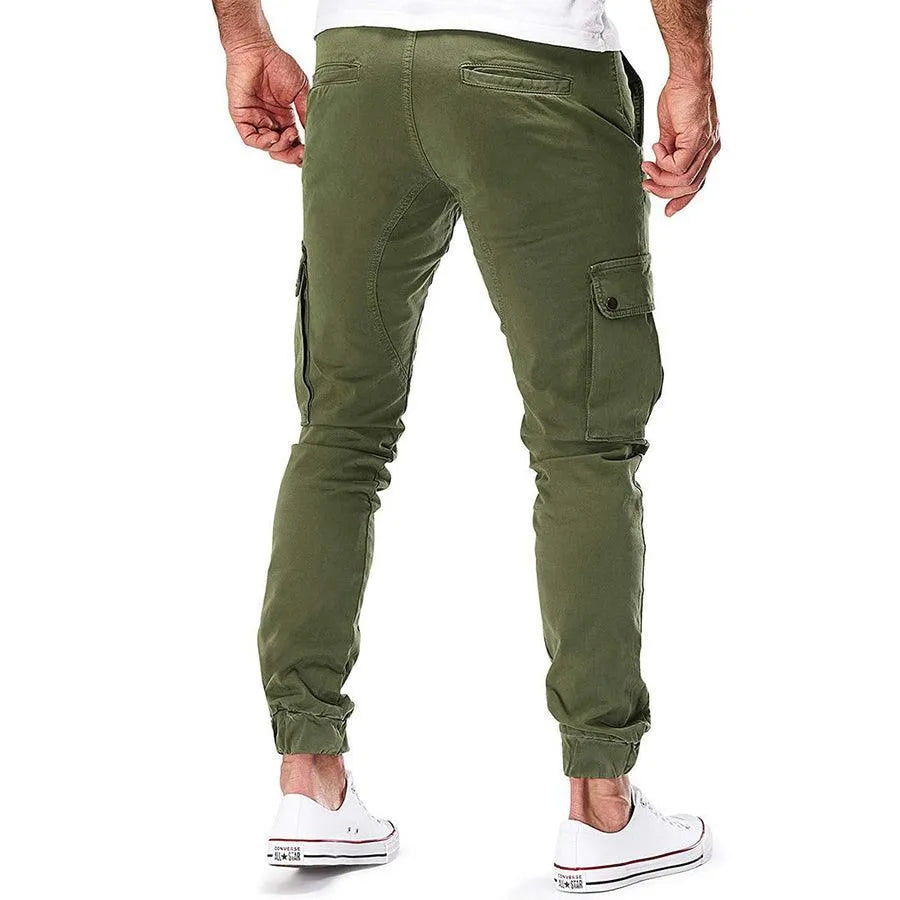 Men's Cargo Trousers - Drawstring Waist & Elasticated Cuffs