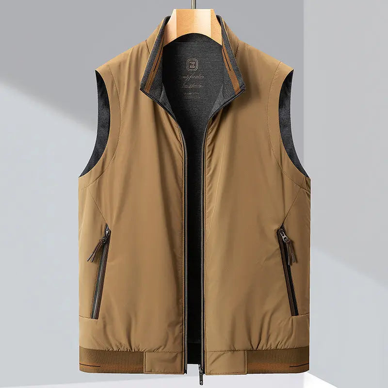 Men's Gilet - Stand Collar with Full Zip Closure