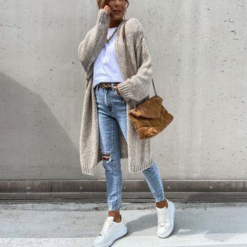 Women's Classic Long Knit Cardigan - Versatile All-Season Layer