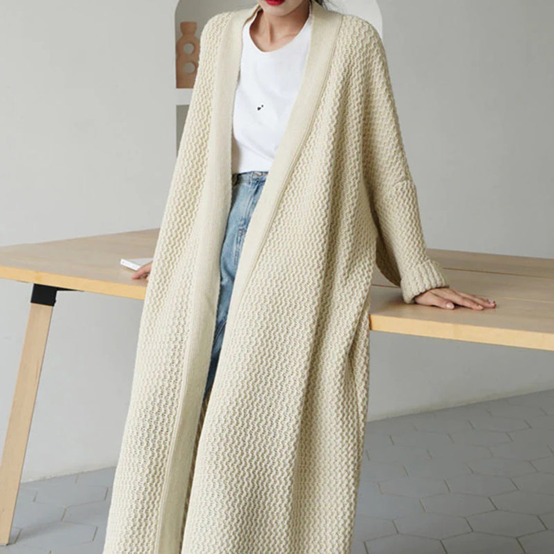 Women's Stylish Oversized Knit Cardigan - Long Layer