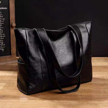 Women's Leather Shoulder Tote Bag - Classic Vintage Large Capacity