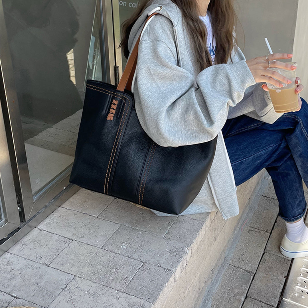 Women's Structured Tote Bag - Textured Dual Handle Everyday