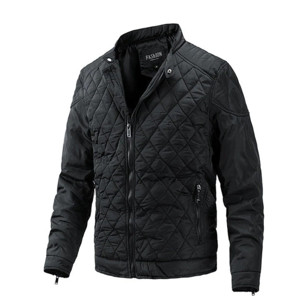 Men's Quilted Jacket - Zip Front & Stand-Up Collar