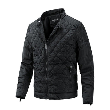 Men's Quilted Jacket - Zip Front & Stand-Up Collar