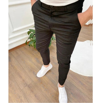 Men's Slim Fit Work Trousers - Ankle Length & Plain