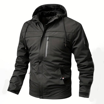 Men's Cozy Black Windbreaker - Warm Lining Detail