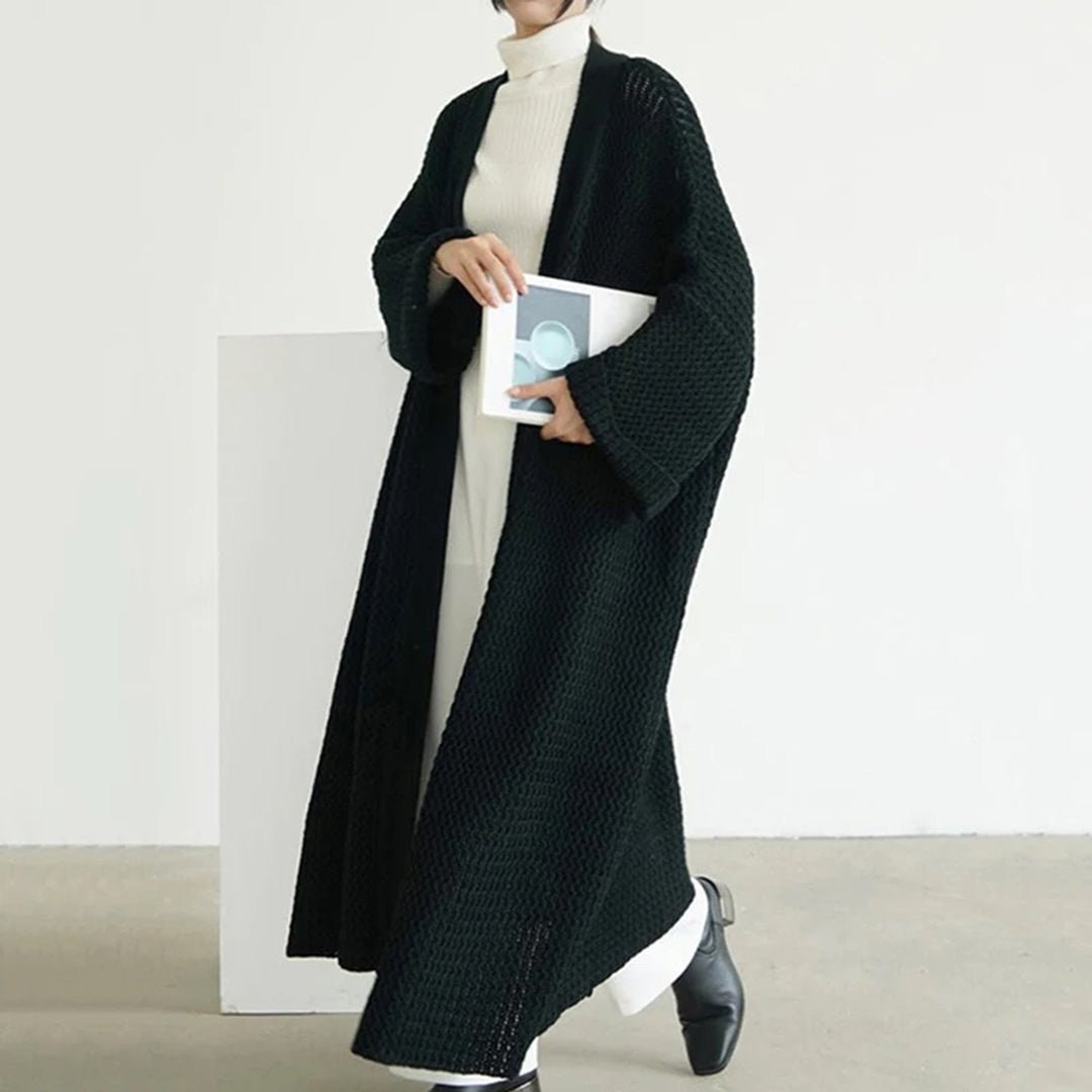 Women's Stylish Oversized Knit Cardigan - Long Layer