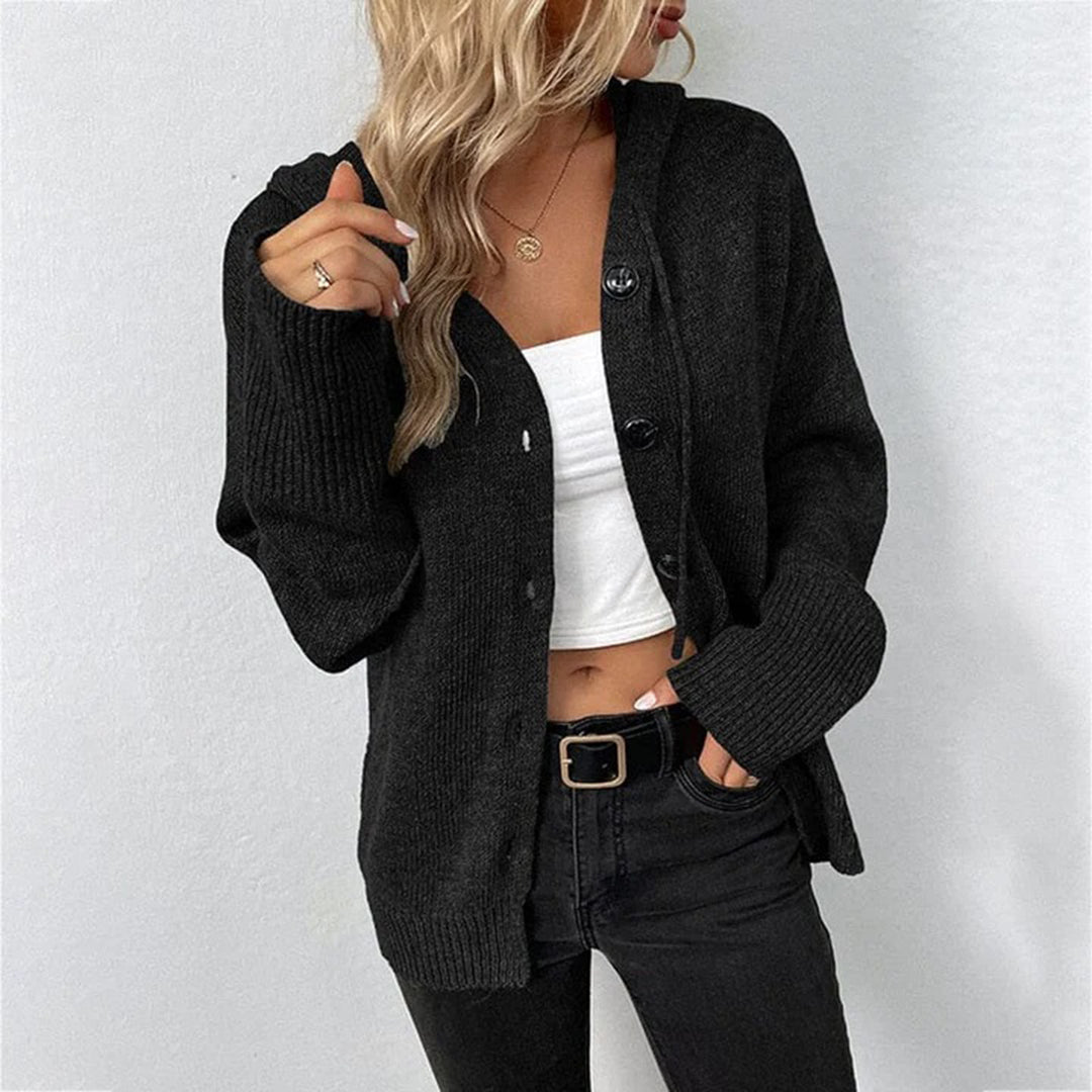 Women's Stylish Hooded Cardigan - Comfortable Knit