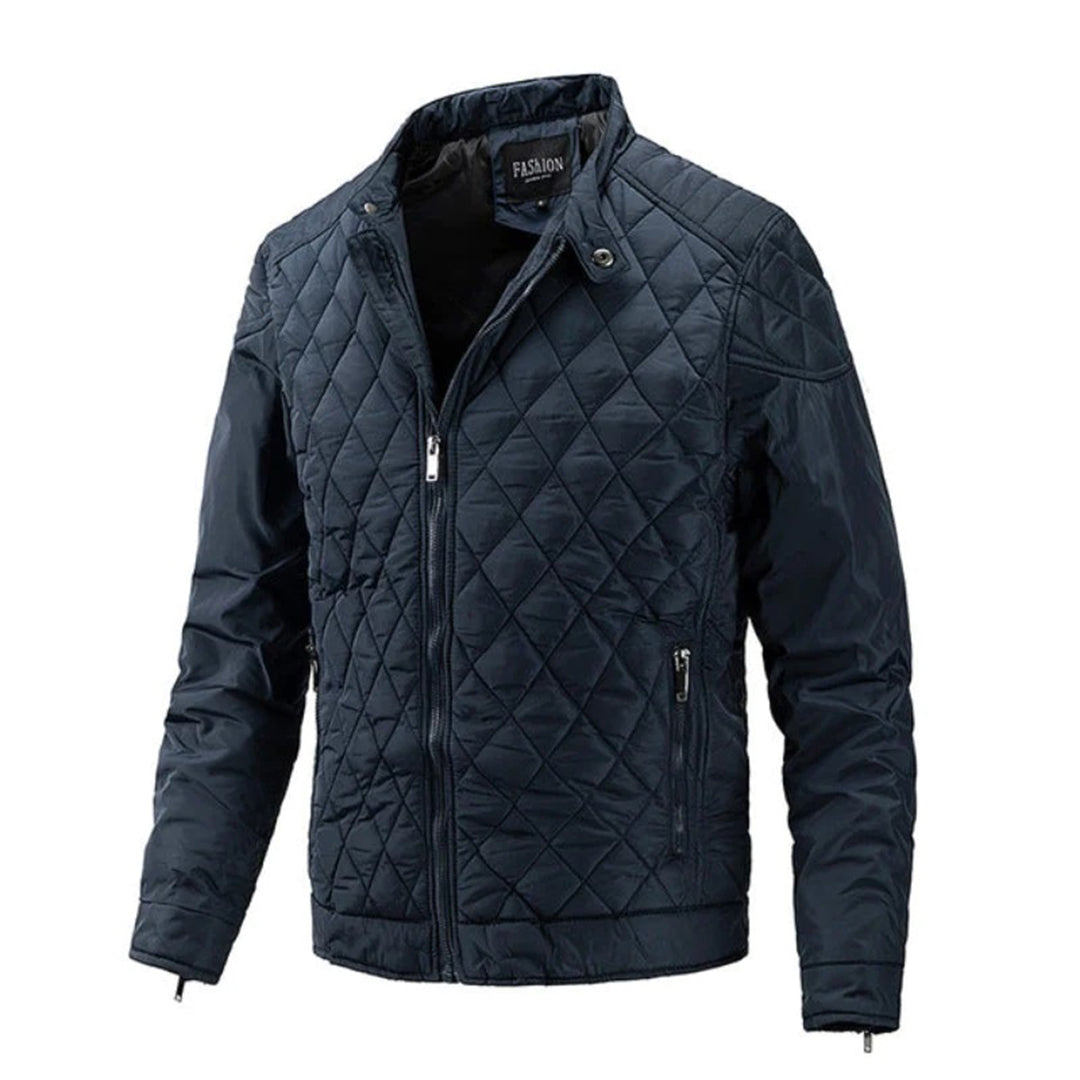 Men's Quilted Jacket - Zip Front & Stand-Up Collar