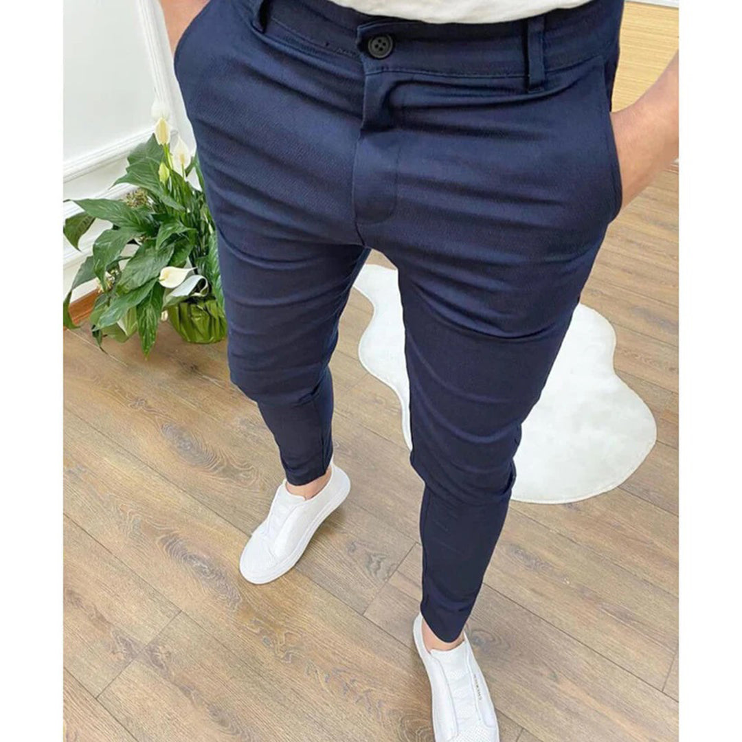 Men's Slim Fit Work Trousers - Ankle Length & Plain